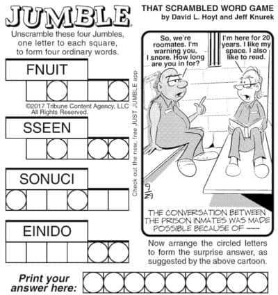 Jumble puzzle brain teaser prison talk | BOOMER Magazine