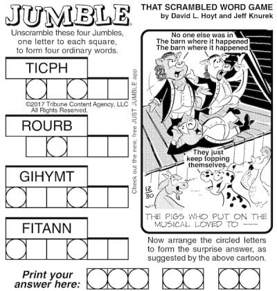 Jumble Puzzles with Bugs and Pigs | BOOMER Magazine