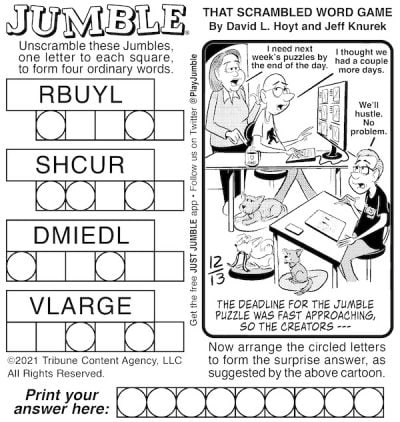 Jumble Puzzles: Sick Bunny and Cartoonists | BOOMER Magazine