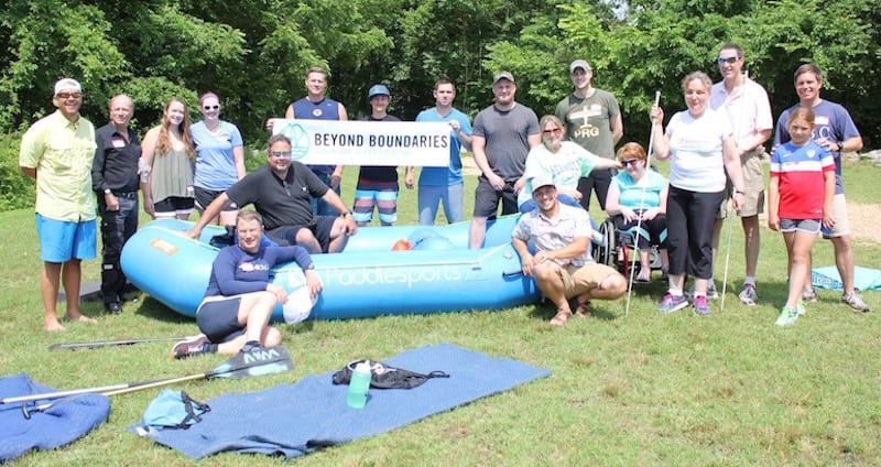 Beyond Boundaries group rafting trip, pictured at Reedy Creek, part of the James River Park System in Richmond. Used in What's Booming, June 6 to 13
