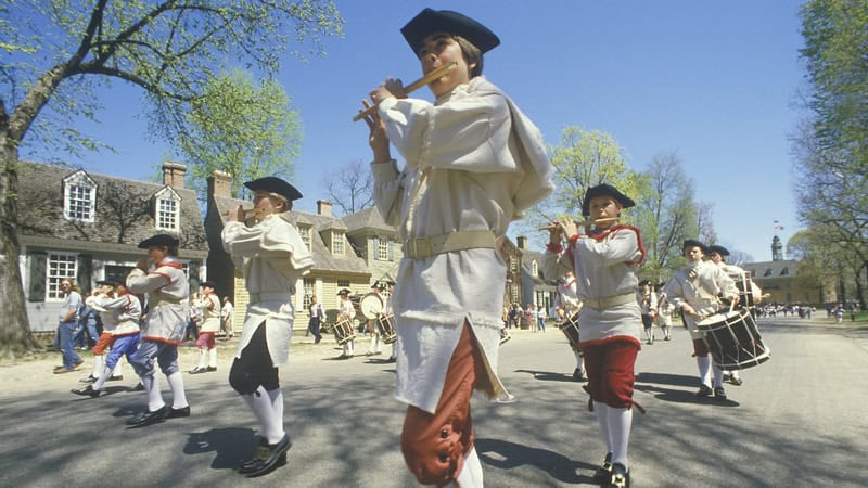Fife and Drum Corps at Colonial Williamsburg in Virginia. Used with What's Booming June 27 to July 4. Image by Joe Sohm