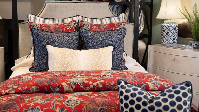 Bedding is such a fun way to play with patterns and can allow us to make a statement in a relatively small space, as in this stylish bedscape. (Handout/TNS)