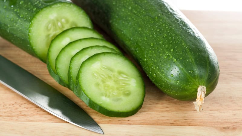 cucumbers: sliced and whole. They are among the most hydrating vegetables of all.