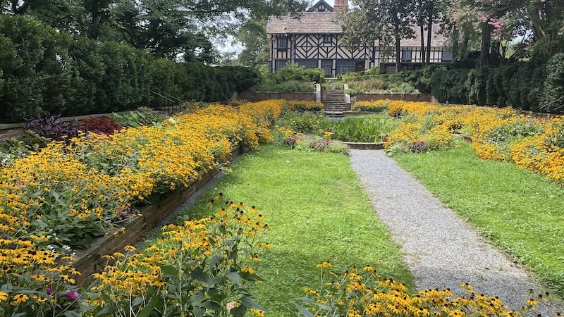 Agecroft Hall gardens. Used with What's Booming August 29 to promote their Guided Garden Tour with Virginia Voice