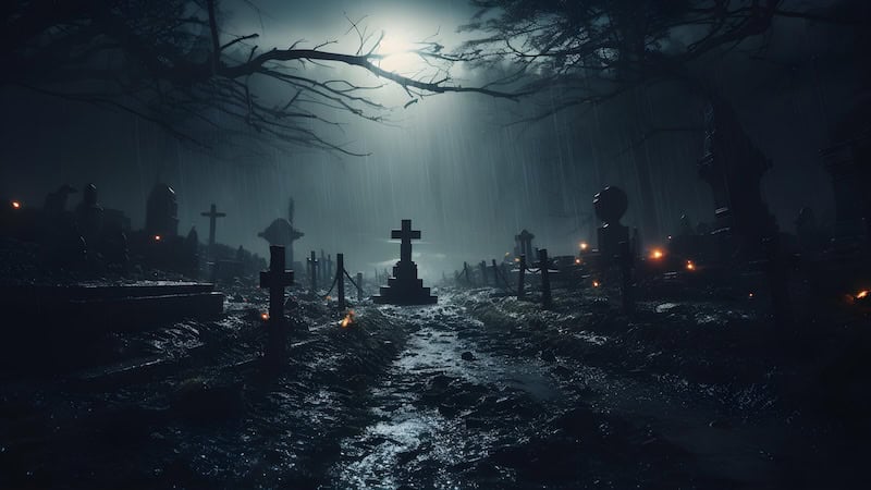 AI generated cemetery image, spooky. By Yan Zabolotnyi