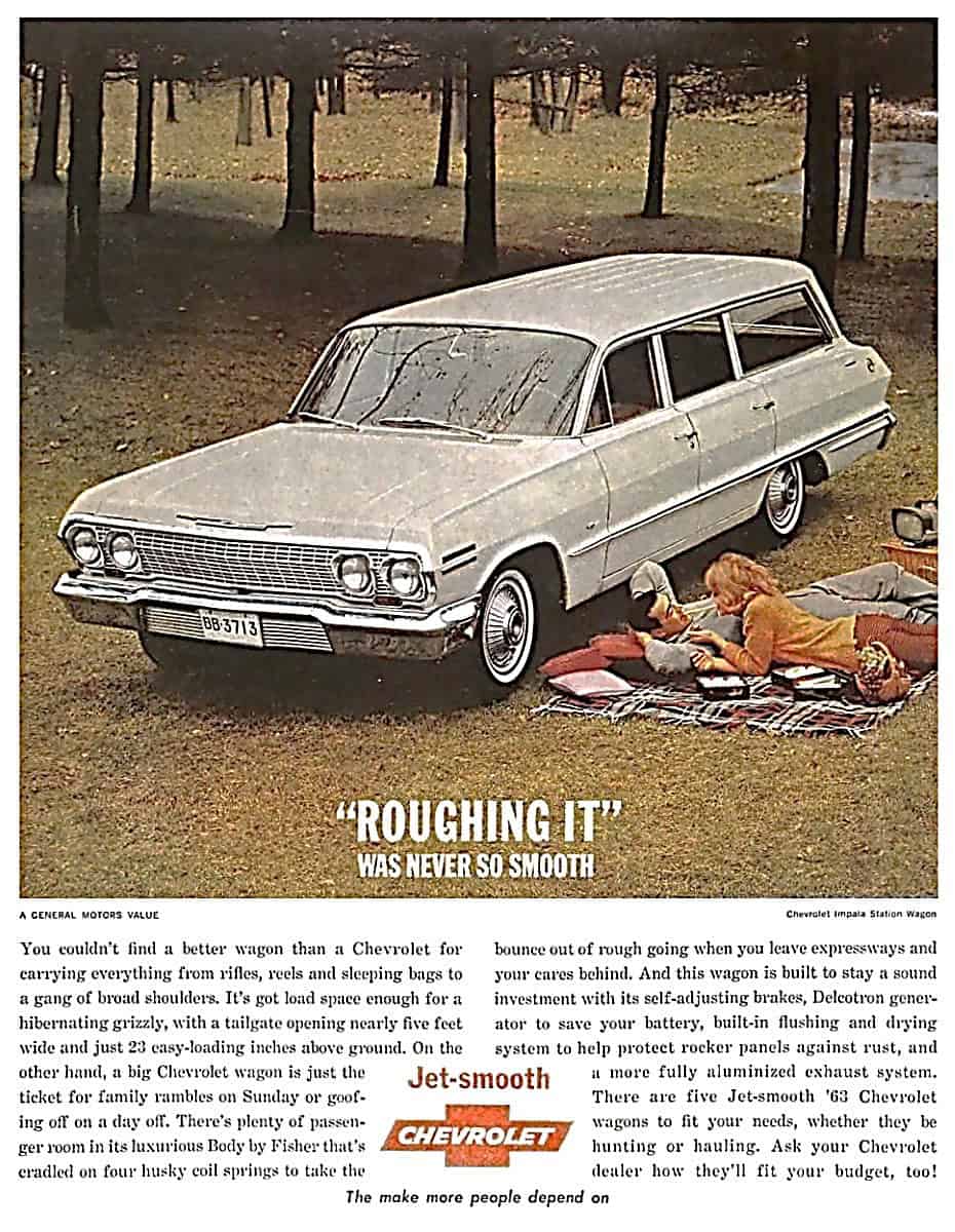 Ad for a 1963 Chevy station wagon, like the family of the "Banshees" drove