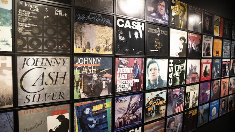 Album covers from the Johnny Cash museum, used with What's Booming August 15