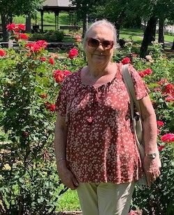 Sherrill Pool Elizondo at the Tyler Rose Garden, Texas. For her essay on regional accents.