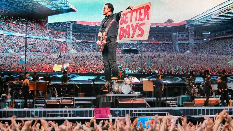 Bruce springsteen in concert with the E Street Band, which includes his wife, Patti Scialfa. Image by juan carlos gomez garcia