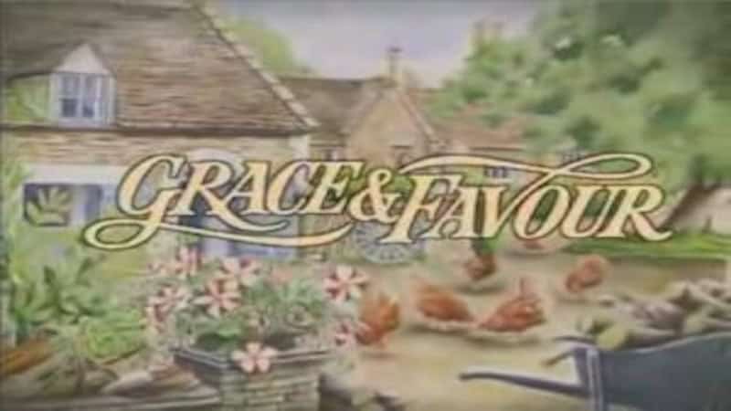 "Grace & Favour" title image, used with article on Joanne Heywood's remembering the show, aka "Are You Being Served? Again"