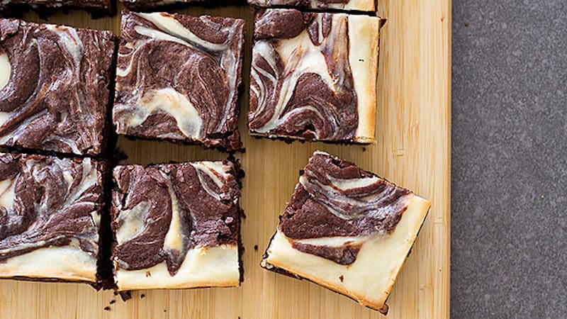 Sour cream added to the cream cheese swirl complements the sweetness in these cream cheese brownies. (America's Test Kitchen/TCA)