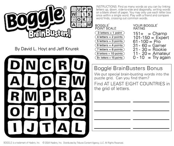 Boggle puzzle, looking for hidden countries