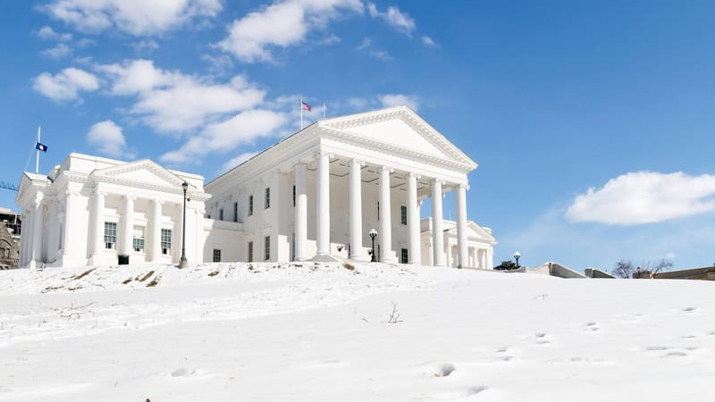 The Virginia state capitol in Richmond after a snow. Used with What's Booming RVA January 9 to 16