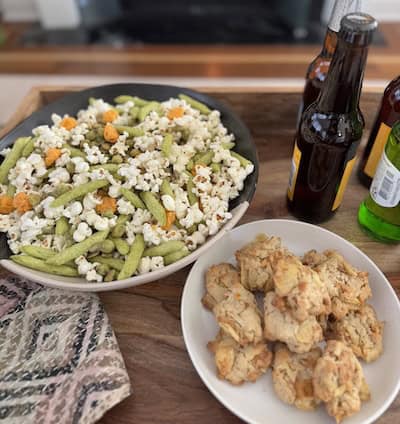 Game day snacks: a super snack mix and crunch, salty, slightly sweet cookies