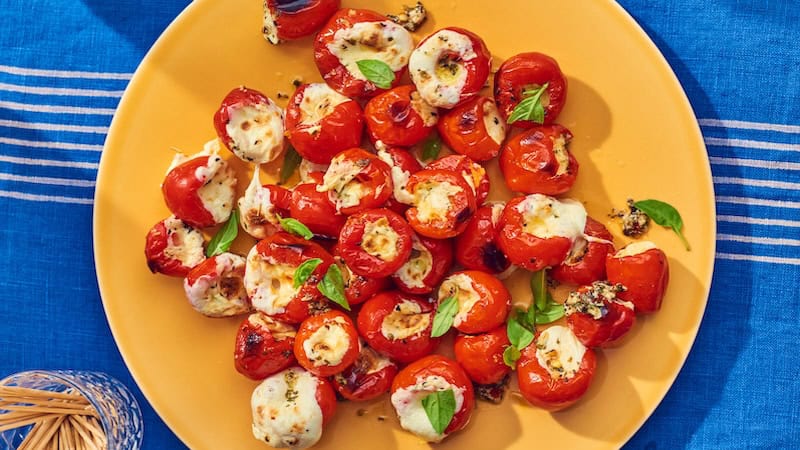 Stuffed Peppadew peppers: This three-ingredient fast and fancy appetizer features colorful peppers and milky mozzarella cheese. (Joe Lingeman/TCA)