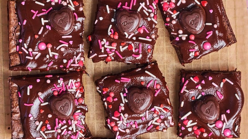 Delicious Dark Heart Brownies: These triple-chocolate brownies are covered in ganache and topped with dark chocolate hearts. (Joe Lingeman/TCA)