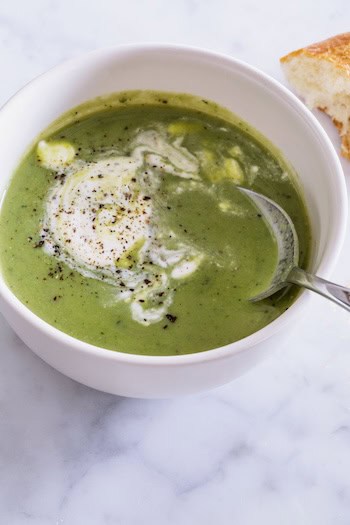 roasted spring pea soup: Roasting the peas adds a toasty and warm layer of flavor to the soup. (Sarah E Crowder/TCA)