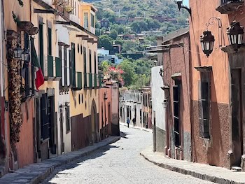 The street they lived on when she was a girl there, taken upon her return to Mexico