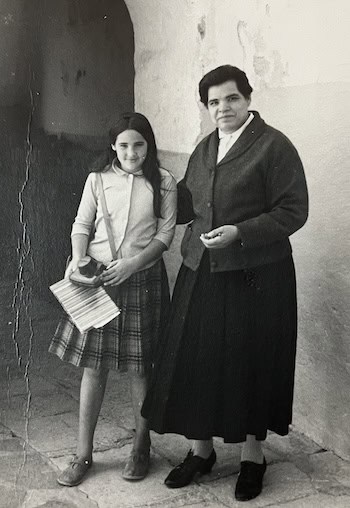 Photo of me and Madre Superior at my catholic convent school, 1964, San Miguel de Allende